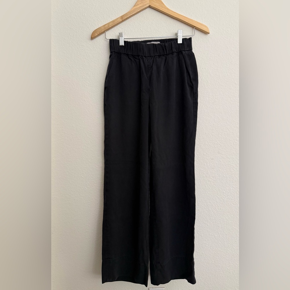 Everlane The Easy Pant Black Lyocell Pull On Elastic Waist Size 2